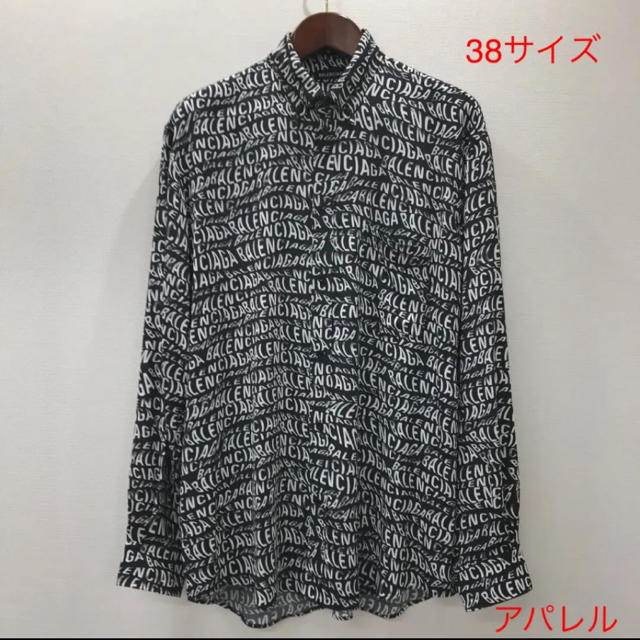 新品19AW BALENCIAGA 総柄 ロゴウェーブ 長袖シャツ 38(M)