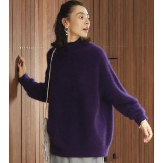 ビューティアンドユースユナイテッドアローズ(BEAUTY&YOUTH UNITED ARROWS)のB&Y ヘアリー天竺ボトルネックニット　パープル(ニット/セーター)