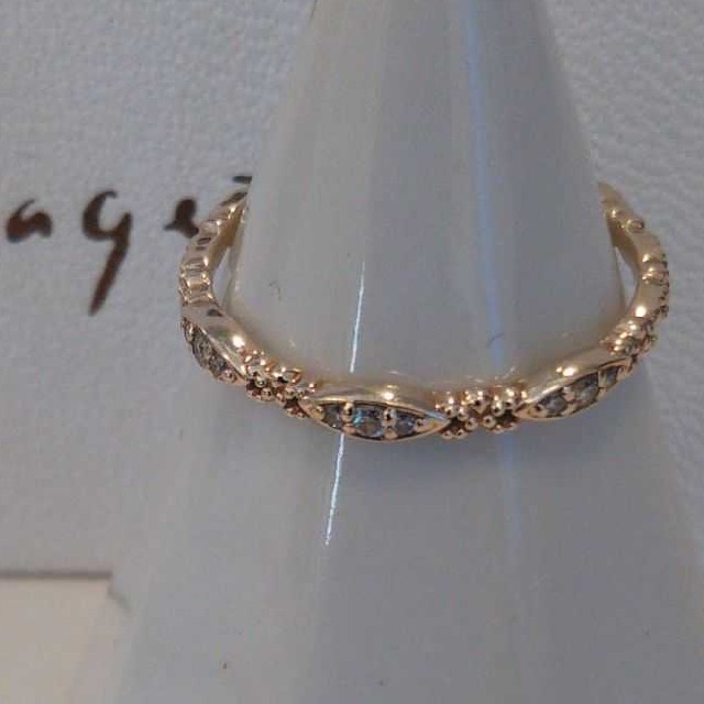 agete(アガット)のアガット K10 ダイヤモンド リング カルムリング 11号 レース 美品 レディースのアクセサリー(リング(指輪))の商品写真