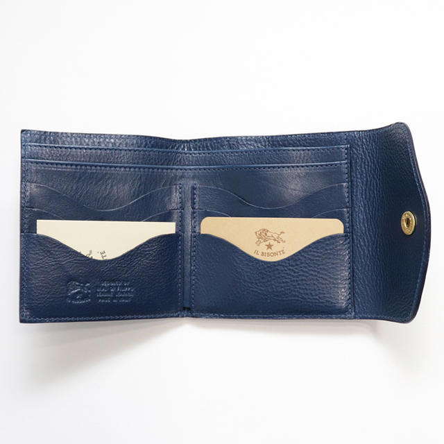 IL BISONTE(イルビゾンテ)の新品 イルビゾンテ がま口 財布 二つ折り Wホック コインケース ネイビー 青 レディースのファッション小物(財布)の商品写真