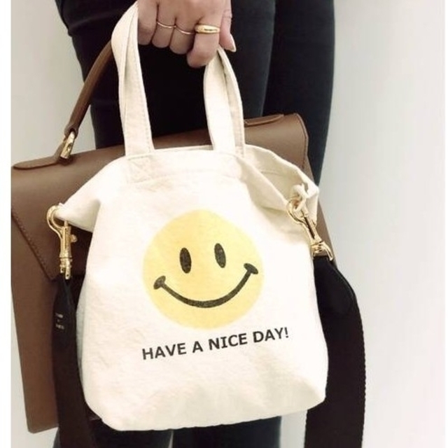 SMILEY FACE SMILE BAG★BAG STRAP(ブラウン)セット