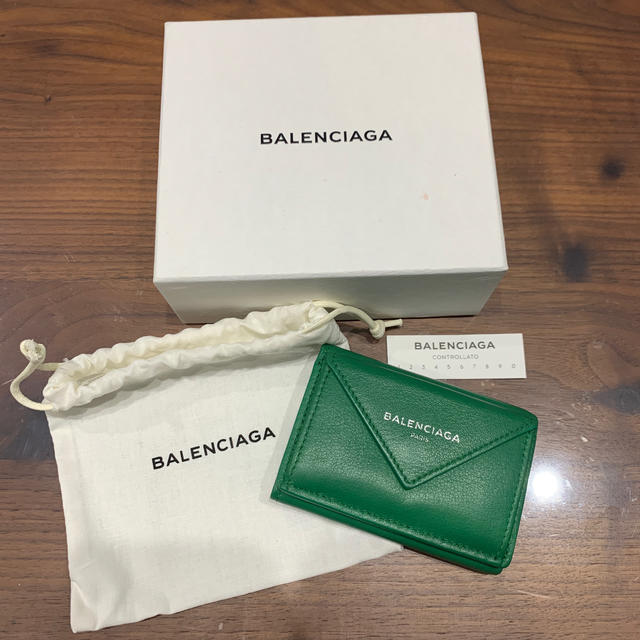 Balenciaga - バレンシアガ ペーパーミニウォレット グリーン 三つ折り ...