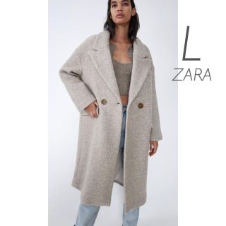 ザラ(ZARA)の新品未使用　ZARA ウール混　オーバーサイズ  ダブルブレスト　コート　L(ロングコート)