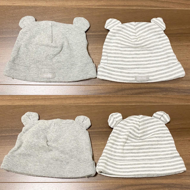 babyGAP(ベビーギャップ)の未使用！GAP フェイバリット ニット ベアハット 2枚組 グレー キッズ/ベビー/マタニティのこども用ファッション小物(帽子)の商品写真