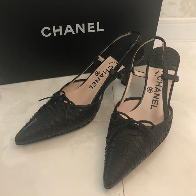 ☆新品☆ CHANEL シャネル スリングバックシューズ 36 ブラック黒ゆめ