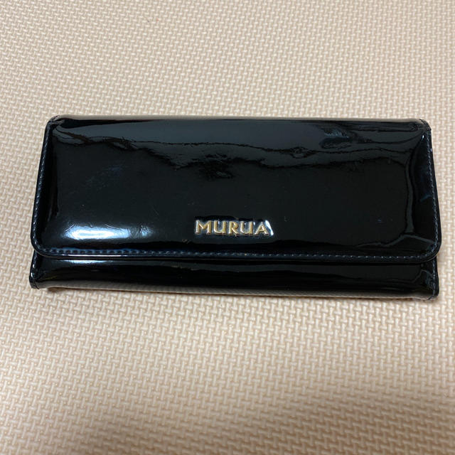 MURUA エナメル長財布 ブラック 収納ポケット約23ヶ所