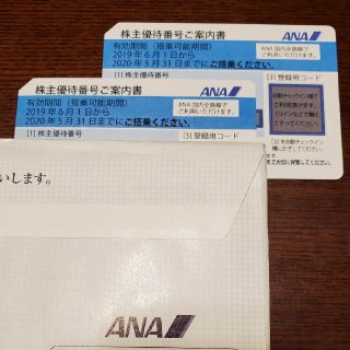 エーエヌエー(ゼンニッポンクウユ)(ANA(全日本空輸))のANA 株主優待券　2020年5月31日まで　2枚(その他)