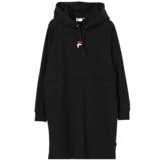 フィラ(FILA)のFILAパーカーワンピース（ブラック）(ひざ丈ワンピース)