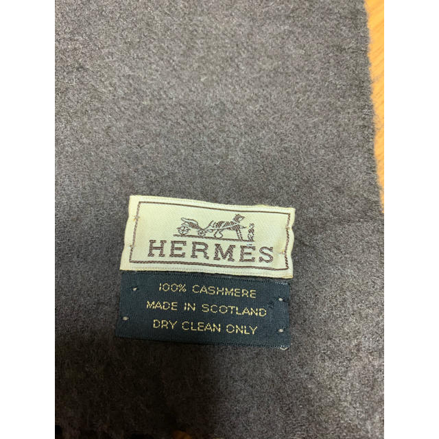 上品】 HERMES エルメス 100%カシミアマフラー 濃ブラウン 【上質