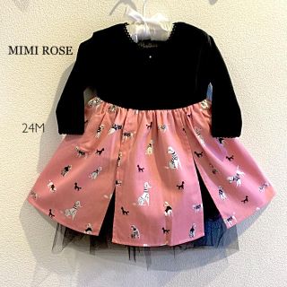  MIMI ROSE 24M(90) 可愛いプードルプリントのチュールワンピース(ワンピース)