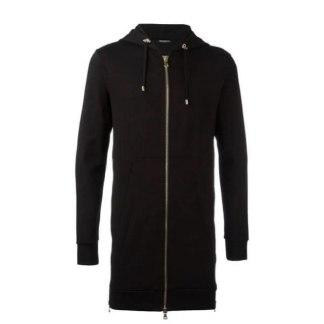 BALMAIN サイドジップ ロング パーカー フーディ バルマン - パーカー
