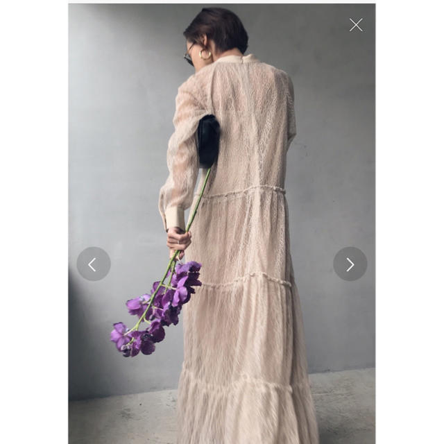 Ameri VINTAGE(アメリヴィンテージ)のAmeri未使用SHIRRING SHEER DRESS レディースのワンピース(ロングワンピース/マキシワンピース)の商品写真