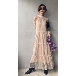 アメリヴィンテージ(Ameri VINTAGE)のAmeri未使用SHIRRING SHEER DRESS(ロングワンピース/マキシワンピース)