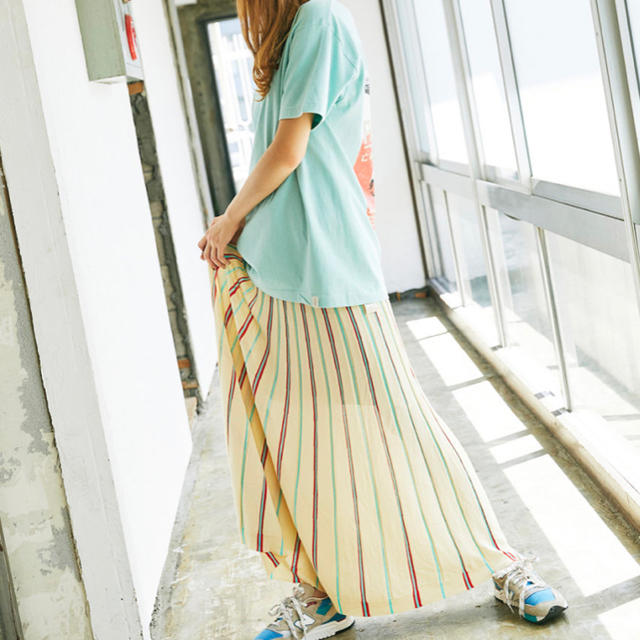 juemi Mulch Stripe Maxi Knit Skirt