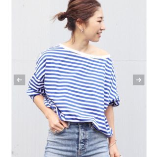 プラージュ(Plage)の【新品タグ付】Plage【R’IAM】FEMININE ボーダー T ブルーA(Tシャツ(長袖/七分))