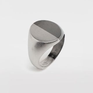 MAISON MARGIELA ツートーン シルバー シグネット リング-