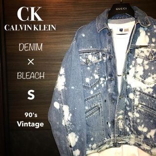 カルバンクライン(Calvin Klein)のS◆90'sヴィンテージ古着◆CKブリーチデニムジャケット◆リメイク 一点物◆(Gジャン/デニムジャケット)