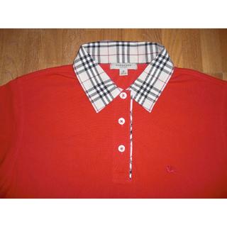 バーバリー(BURBERRY)の中古美品　バーバリーロンドン　半袖ポロシャツ　赤　Ｍ(ポロシャツ)