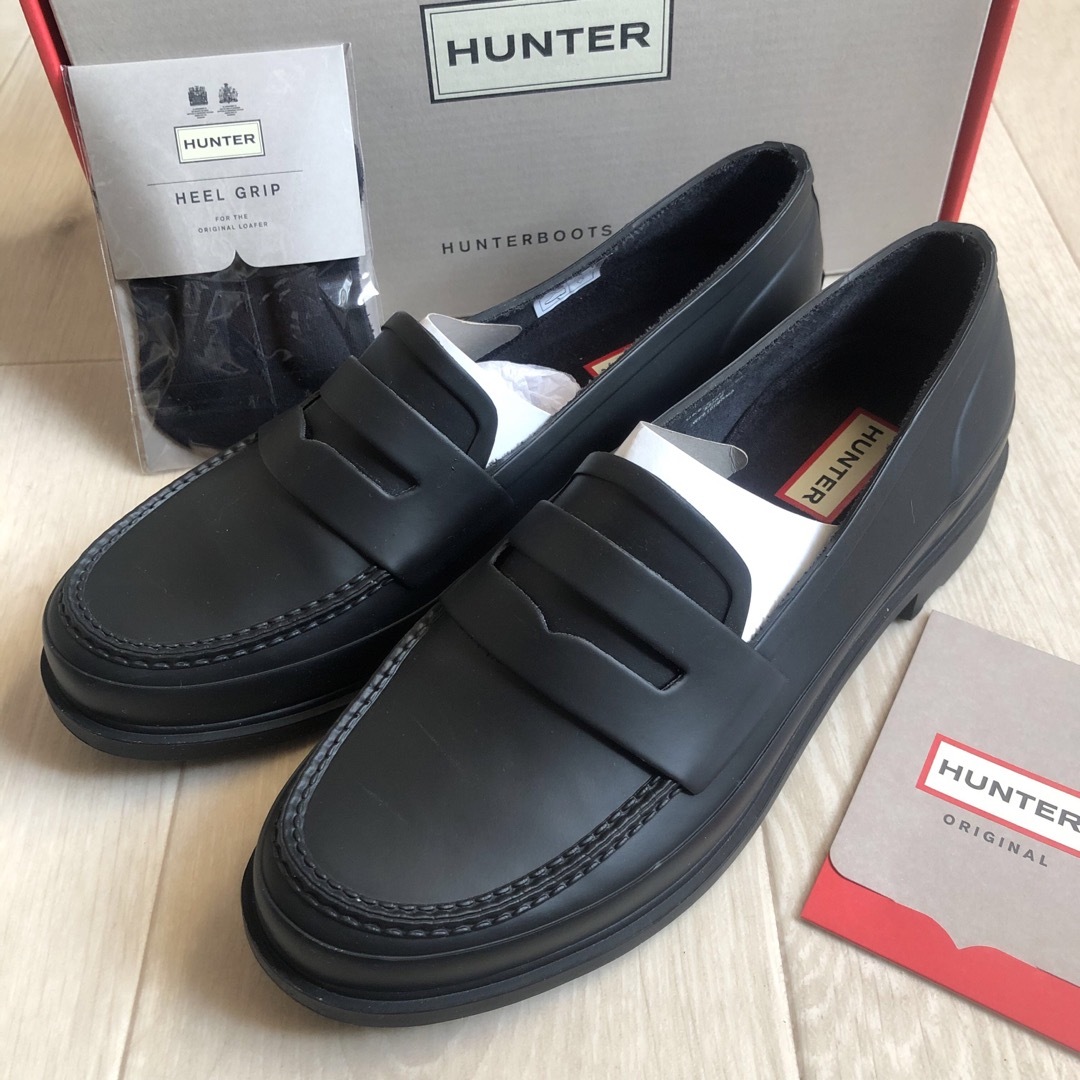 HUNTER(ハンター)の美品HUNTER☆UK6 レインシューズ 黒 マット ペニーローファー ハンター レディースの靴/シューズ(レインブーツ/長靴)の商品写真