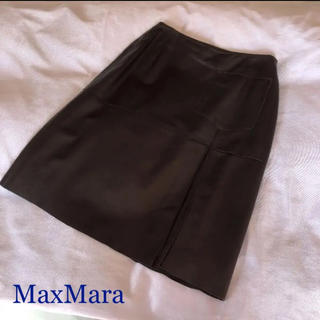 マックスマーラ(Max Mara)のMaxMara WEEKEND LINE レザー スカート 42 ブラック(ひざ丈スカート)