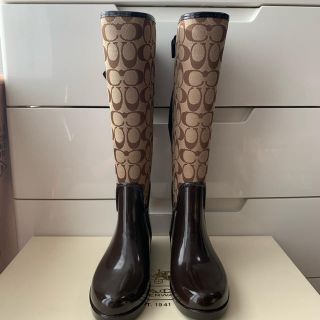 COACH - 美品 コーチ シグネチャー リボン レインブーツの通販 by