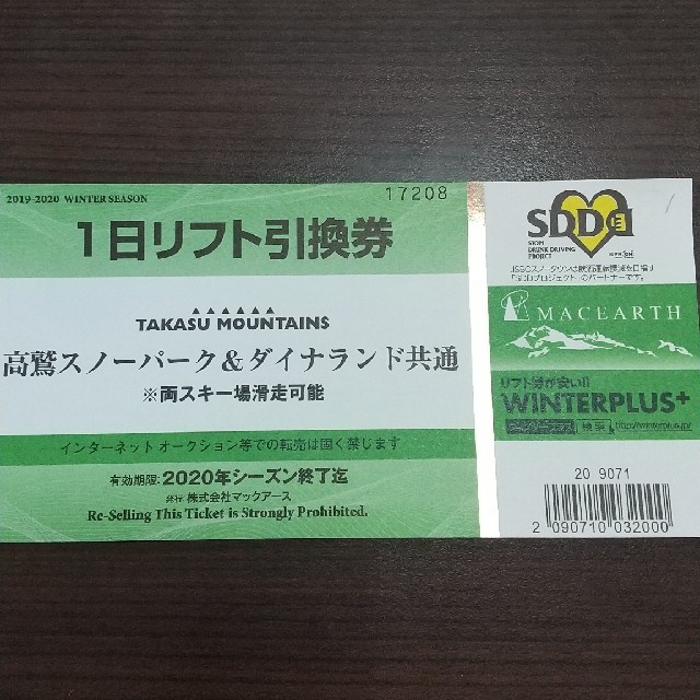 チケット10枚 1日リフト券 高鷲スノーパーク＆ダイナランド