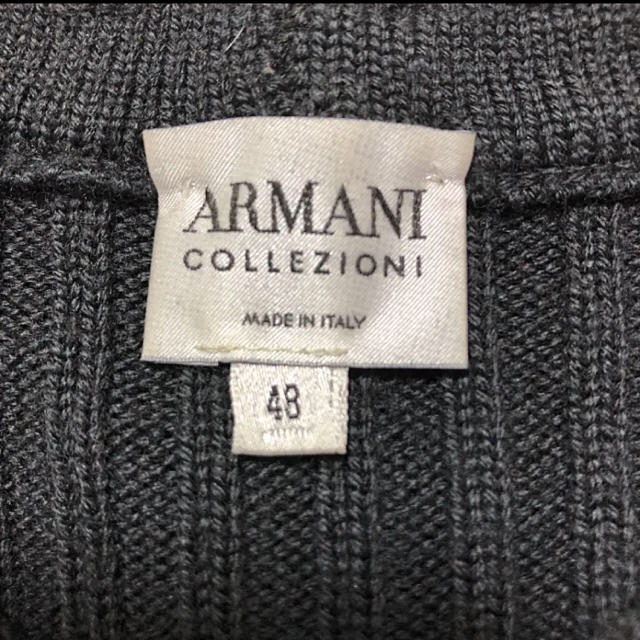 超美品 ARMANI デザインニット セーター 濃グレー　48