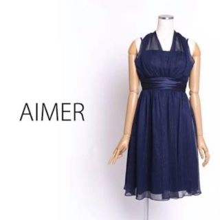 エメ(AIMER)の【値下げ】Aimer ラメストライプ楊流シフォンワンピース(ひざ丈ワンピース)