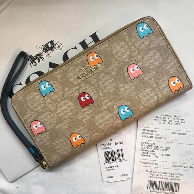 長財布【新品】コーチ COACH パックマンコラボ 長財布 シグネチャー スマホケース