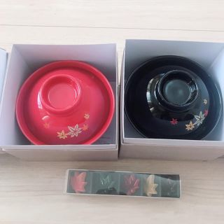 ルクルーゼ(LE CREUSET)の新品☆ルクルーゼ   どんぶり ボウル & はし置き モミジ  限定品(食器)