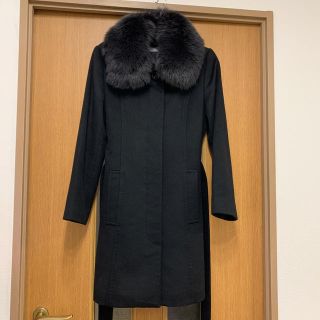 バーニーズニューヨーク(BARNEYS NEW YORK)のカシミヤ　コート　黒(毛皮/ファーコート)