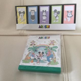 ディズニー(Disney)の嵐展覧会グッズ ミッキーコラボ ふせん メモ帳セット(アイドルグッズ)