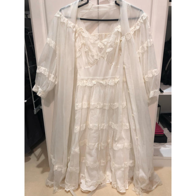 GUNNE SAX(ガニーサックス)のvintage 1950s white dress レースワンピース　古着 レディースのワンピース(ロングワンピース/マキシワンピース)の商品写真