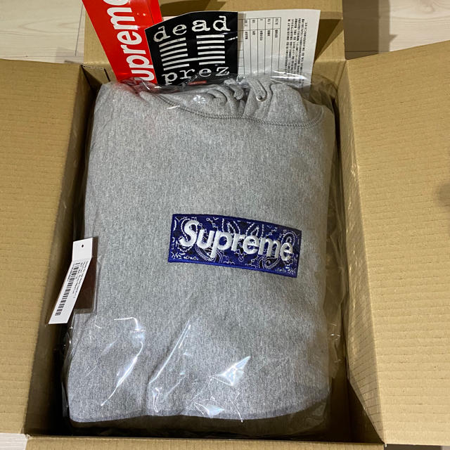 Supreme - [M] Supreme Bandanna Box Logo Hooded グレー