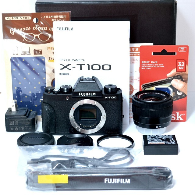 富士フイルム(フジフイルム)の❤FUJIFILM❤Wi-Fi機能搭載❤新品SDカード！X-T100レンズセット スマホ/家電/カメラのカメラ(ミラーレス一眼)の商品写真