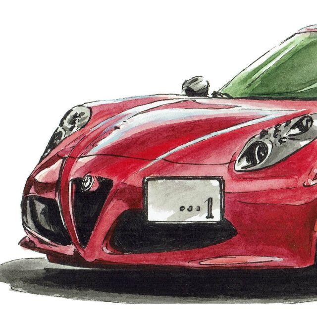 Alfa Romeo(アルファロメオ)のGC-128 アルファロメオ4c限定版画 直筆サイン 額装済●作家 平右ヱ門 エンタメ/ホビーの美術品/アンティーク(版画)の商品写真