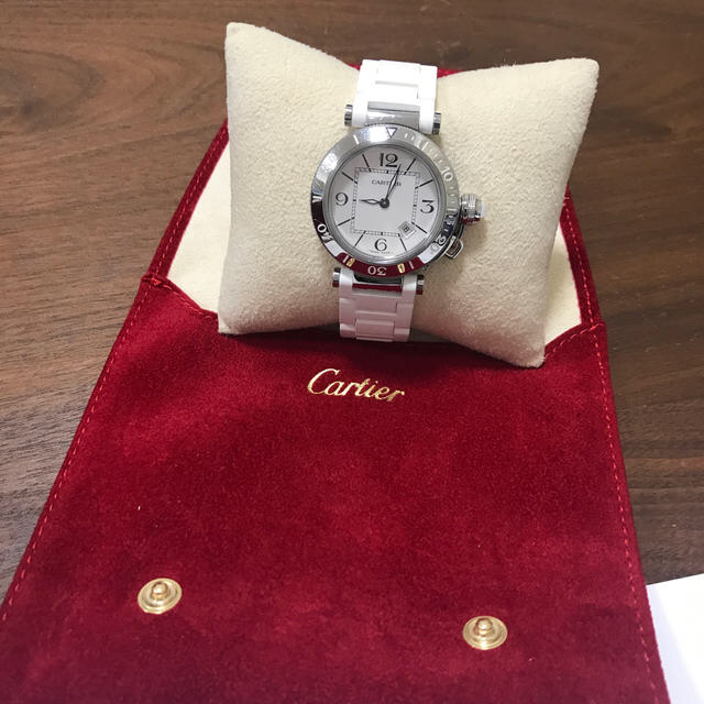 Cartier(カルティエ)のカルティエパシャ　シータイマー　レディース　ホワイトラバー レディースのファッション小物(腕時計)の商品写真