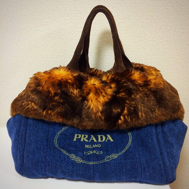 翌日発送可能】 PRADA - PRADA エコファーカナパデニムトート トート