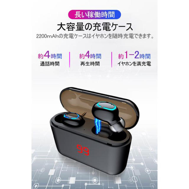 【大特価】Bluetooth ワイヤレスイヤホン 自動ペアリング スマホ/家電/カメラのオーディオ機器(ヘッドフォン/イヤフォン)の商品写真