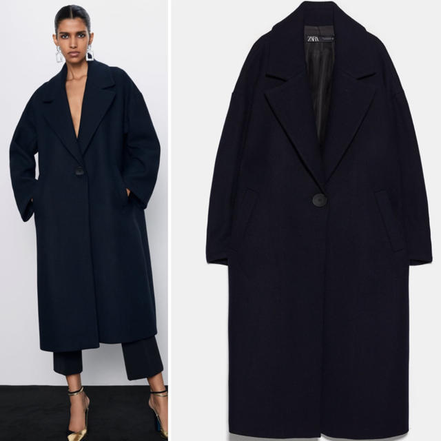 ZARA(ザラ)の新品 ZARA ウールオーバーサイズコート XS レディースのジャケット/アウター(ロングコート)の商品写真