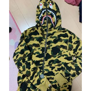 BAPE パーカー　レア　アベイシングエイプ　緑　シャーク