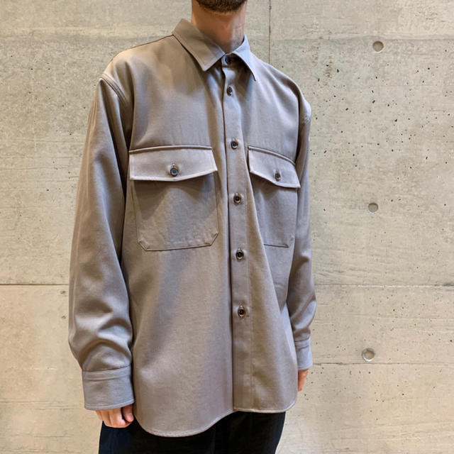 トップスAURALEE 19AW WOOL MAX GABADINE SHIRT