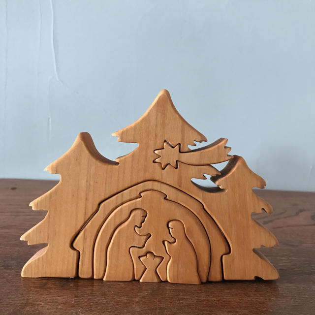 木製 組み木の聖夜 キリスト誕生 積木 クリスマス オーナメント  オブジェ