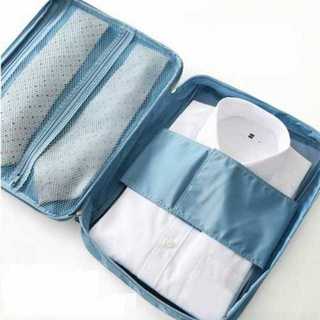 収納 ケース 旅行用 ワイシャツ ネクタイ 出張 ガーメント バッグ ブルー(旅行用品)