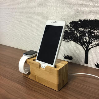 アップルウォッチ(Apple Watch)の【Apple Watch×iPhone】木製充電スタンド『配線隠し』(iPhoneケース)