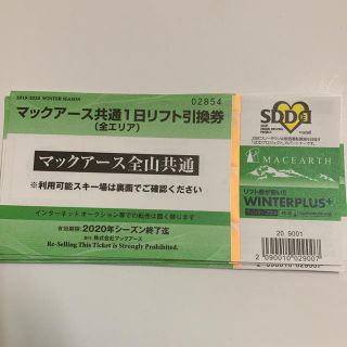 マックアース　全山共通リフト券2枚(ウィンタースポーツ)