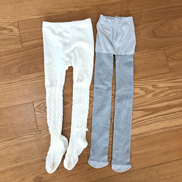 ZARA KIDS(ザラキッズ)のキッズ ベビー タイツ シルバーラメ 白 発表会 95 キッズ/ベビー/マタニティのこども用ファッション小物(靴下/タイツ)の商品写真