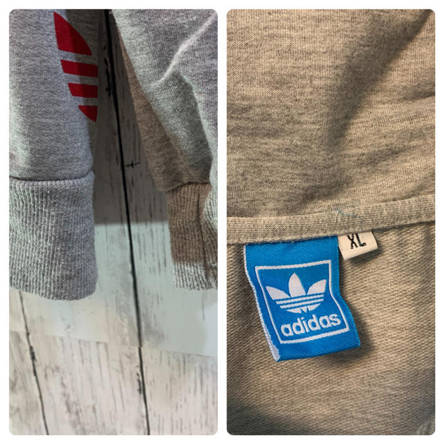 adidas(アディダス)の古着 adidas アディダス パーカー グレー 薄手 XL メンズのトップス(パーカー)の商品写真