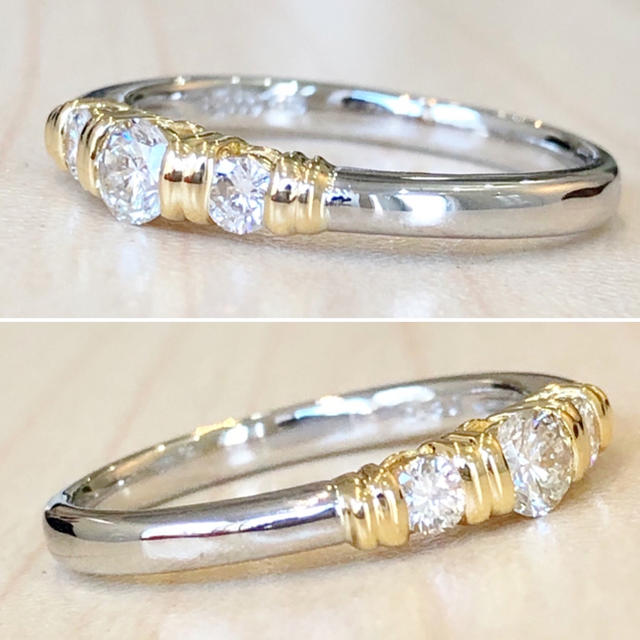 ななこ様専用✨合計0.3ct✨ダイヤモンド❣️Pt900 K18 リング 指輪 レディースのアクセサリー(リング(指輪))の商品写真