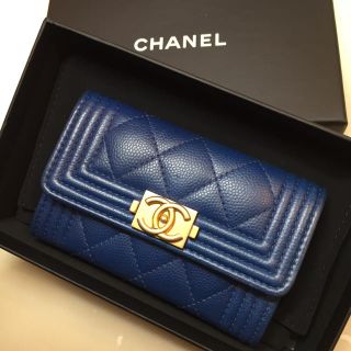 シャネル(CHANEL)の☆専用☆CHANEL カードケース コインケース ボーイシャネル キャビア 青(コインケース)